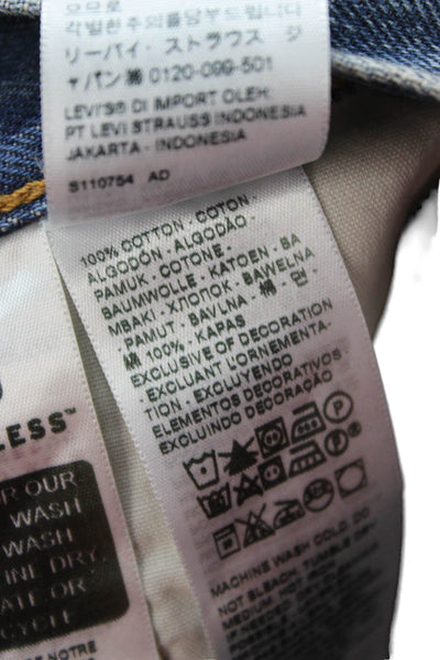 Levis Unisex Blue High Rise Straight Jeans 100% Cotton Size 25