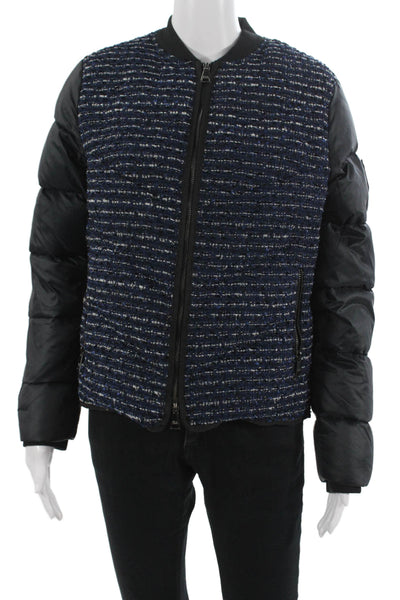 Karl Lagerfeld Unisex Puffer Bomber Jacket Black Zip Crew Neck Size 42