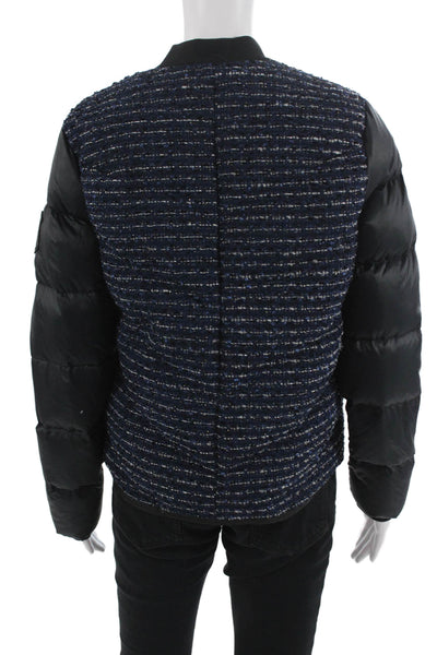 Karl Lagerfeld Unisex Puffer Bomber Jacket Black Zip Crew Neck Size 42