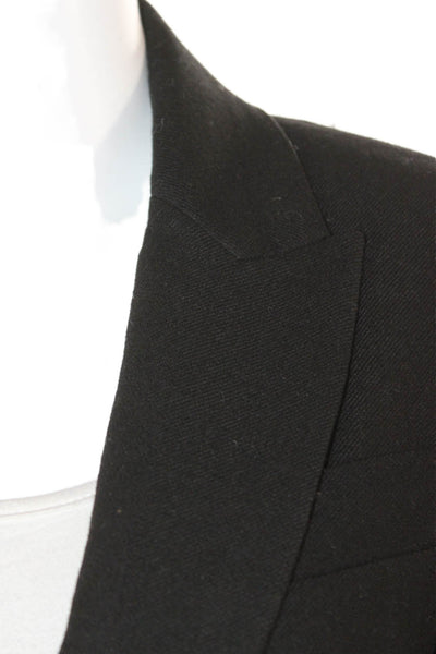 Vince Unisex Classic Black Wool Blend Blazer Long Sleeve Collared Button Size 0