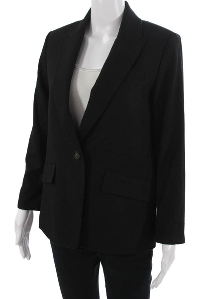 Vince Unisex Classic Black Wool Blend Blazer Long Sleeve Collared Button Size 0