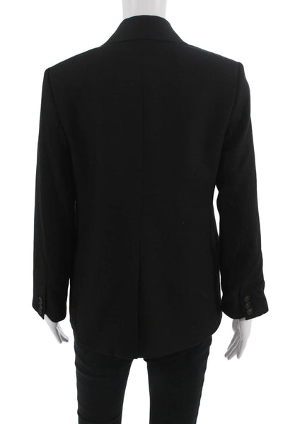 Vince Unisex Classic Black Wool Blend Blazer Long Sleeve Collared Button Size 0