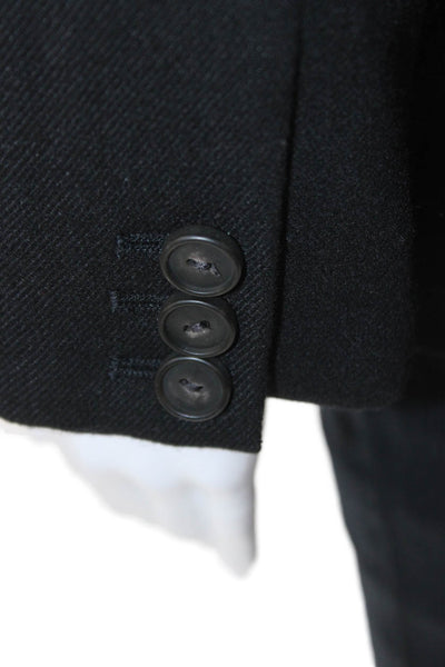 Vince Unisex Classic Black Wool Blend Blazer Long Sleeve Collared Button Size 0