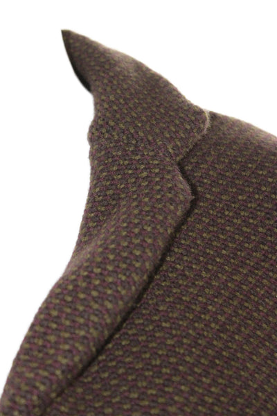 Lamberto Losani Women Brown Collared Geometric Button Blazer Wool Size 42