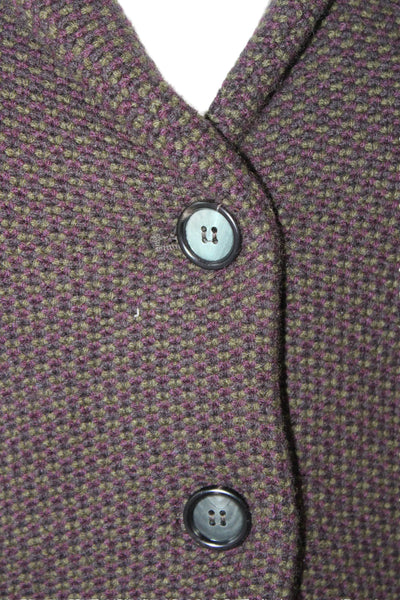 Lamberto Losani Women Brown Collared Geometric Button Blazer Wool Size 42