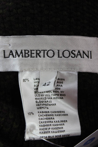 Lamberto Losani Women Brown Collared Geometric Button Blazer Wool Size 42