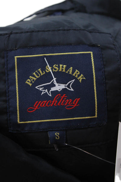 Paul & Shark Women Quilted Argyle Jacket Black Zip High Neck Long Sleeve Size S
