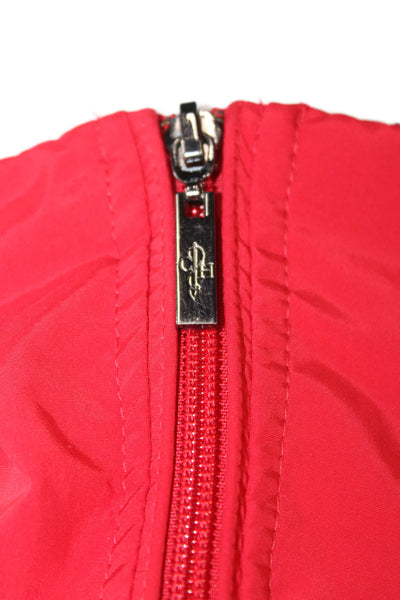 Cole Haan Womens Red Rain Coat Windbreaker Button Long Sleeve Size S