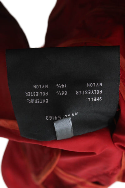 Cole Haan Womens Red Rain Coat Windbreaker Button Long Sleeve Size S
