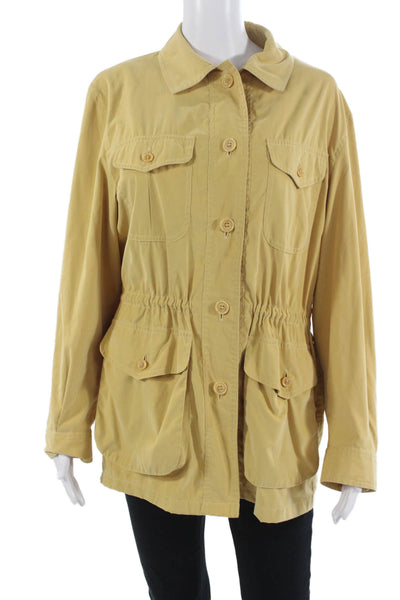 Belseta Women Military Jacket Beige Long Sleeve Collared Size 40