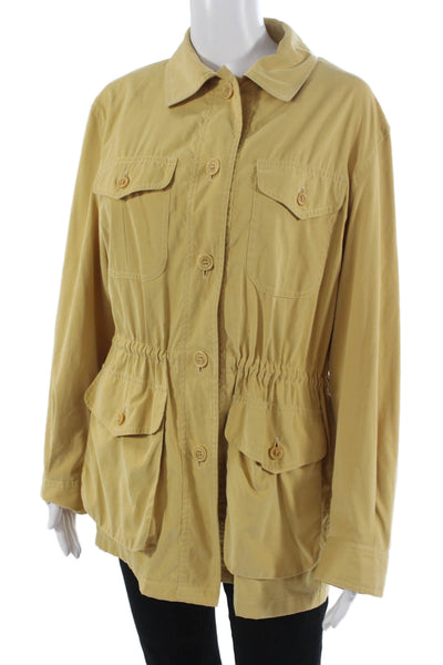 Belseta Women Military Jacket Beige Long Sleeve Collared Size 40