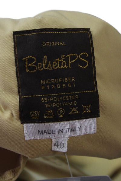 Belseta Women Military Jacket Beige Long Sleeve Collared Size 40