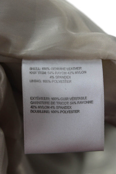 Laundry by Shelli Segal Women Motorcycle Leather Jacket Beige Zip Size M