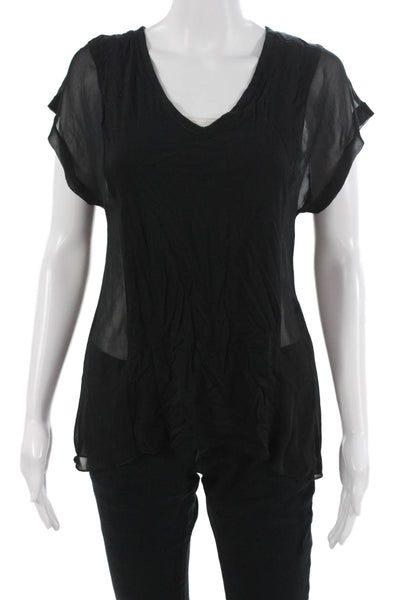 Rag & Bone Women Black V-Neck Rayon Short Sleeve Blouse Size XS