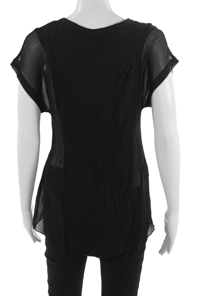 Rag & Bone Women Black V-Neck Rayon Short Sleeve Blouse Size XS