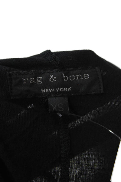 Rag & Bone Women Black V-Neck Rayon Short Sleeve Blouse Size XS