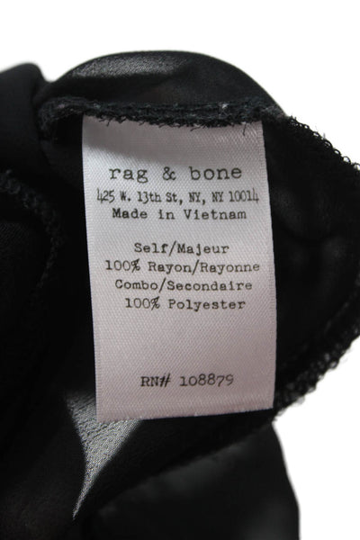 Rag & Bone Women Black V-Neck Rayon Short Sleeve Blouse Size XS