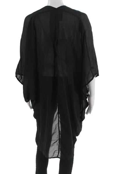 Mersea Women Black Polyester V Neck Short Sleeve Basic Blouse Size One Size