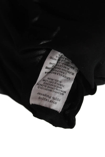 Mersea Women Black Polyester V Neck Short Sleeve Basic Blouse Size One Size
