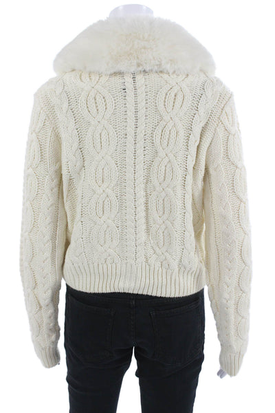 Aqua Unisex Collared Button Cardigan White 19% Wool 81% Acrylic Size M