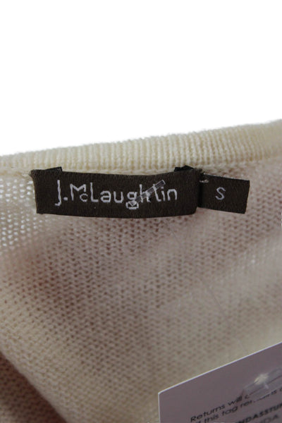 J. Mclaughlin Unisex Pullover Cashmere Crew Neck Long Sleeve Beige Size S