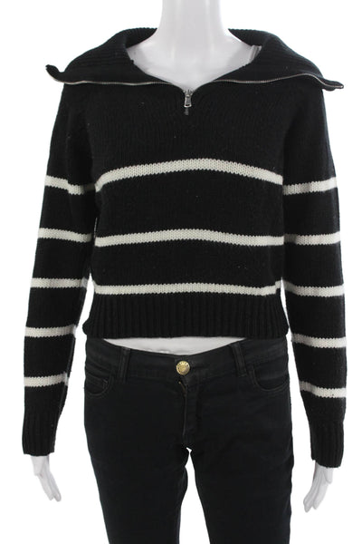 Olivaceous Unisex Black Striped Button Collared Pullover Sweater 90s Size M
