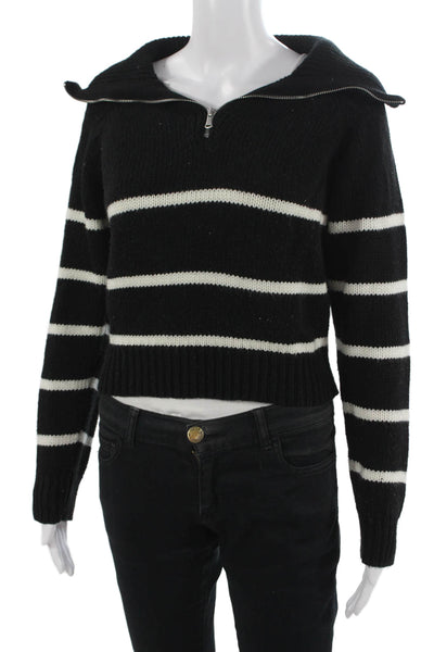 Olivaceous Unisex Black Striped Button Collared Pullover Sweater 90s Size M