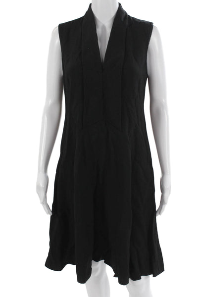Derek Lam Women A-Line Shift Dress Black V-Neck Sleeveless Knee Length Size M