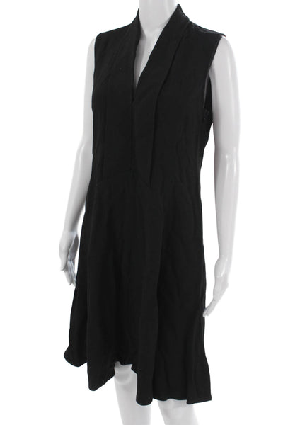 Derek Lam Women A-Line Shift Dress Black V-Neck Sleeveless Knee Length Size M