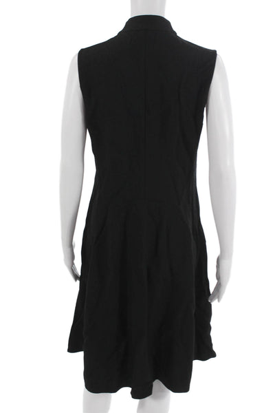 Derek Lam Women A-Line Shift Dress Black V-Neck Sleeveless Knee Length Size M
