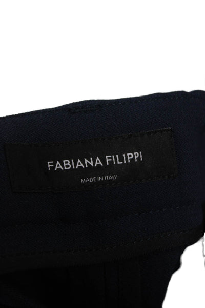 Fabiana Filippi Womens Ankle Dress Pants Dark Blue Merino Wool Size XS