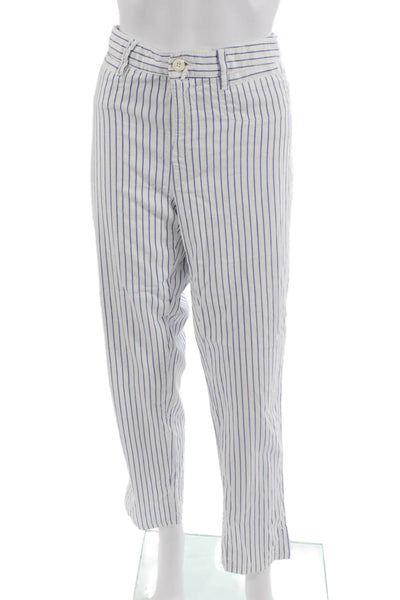 Sugar Unisex White Striped Ankle Cropped Dress Pants Cotton Size 40