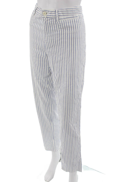 Sugar Unisex White Striped Ankle Cropped Dress Pants Cotton Size 40