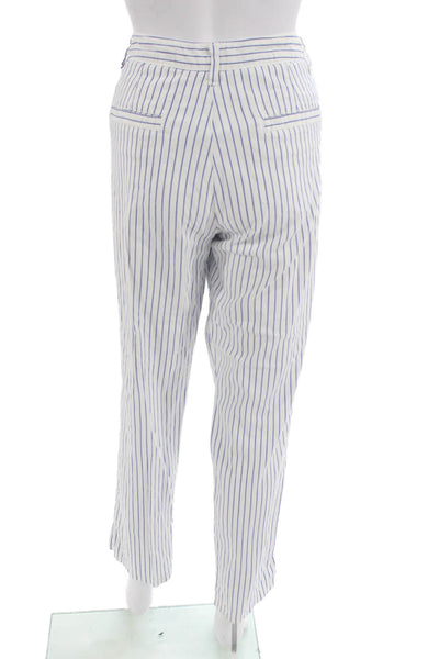 Sugar Unisex White Striped Ankle Cropped Dress Pants Cotton Size 40