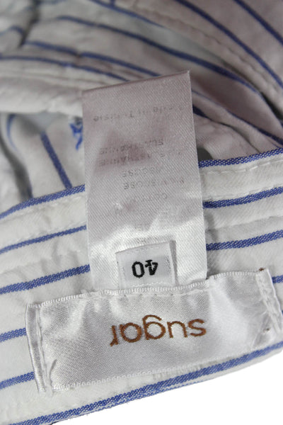 Sugar Unisex White Striped Ankle Cropped Dress Pants Cotton Size 40
