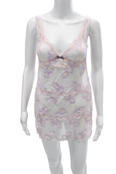 Eberjey Womens Floral Print Sleeveless V-Neck Mini Slip Pink Size S