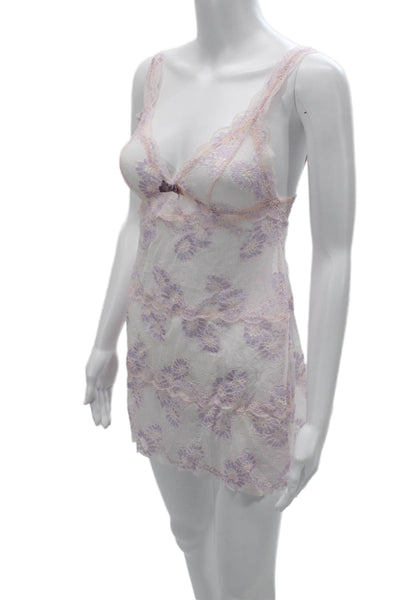 Eberjey Womens Floral Print Sleeveless V-Neck Mini Slip Pink Size S