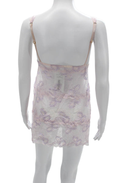 Eberjey Womens Floral Print Sleeveless V-Neck Mini Slip Pink Size S