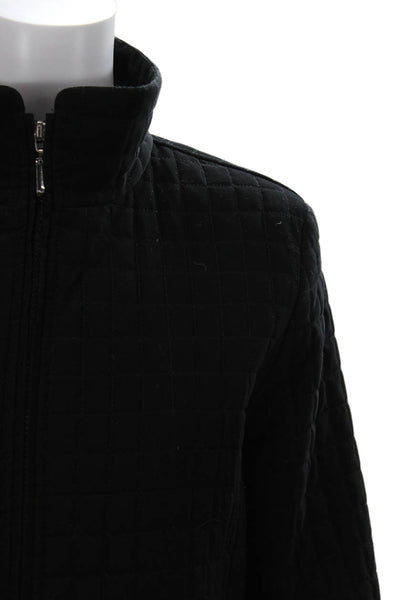 Gallery Womens Quilted Check High Neck Black Zip Jacket 100% Polyester Size S