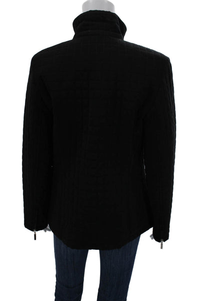 Gallery Womens Quilted Check High Neck Black Zip Jacket 100% Polyester Size S