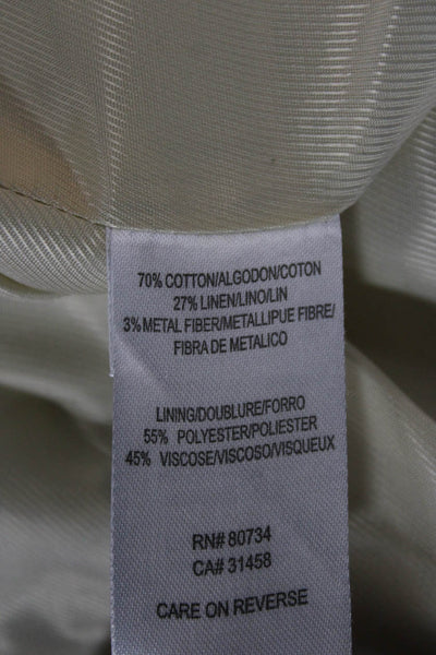 BCBGMAXAZRIA Womens Beige Striped Collared Button Blazer Long Sleeve Size M
