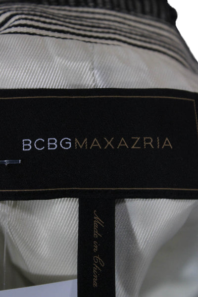 BCBGMAXAZRIA Womens Beige Striped Collared Button Blazer Long Sleeve Size M
