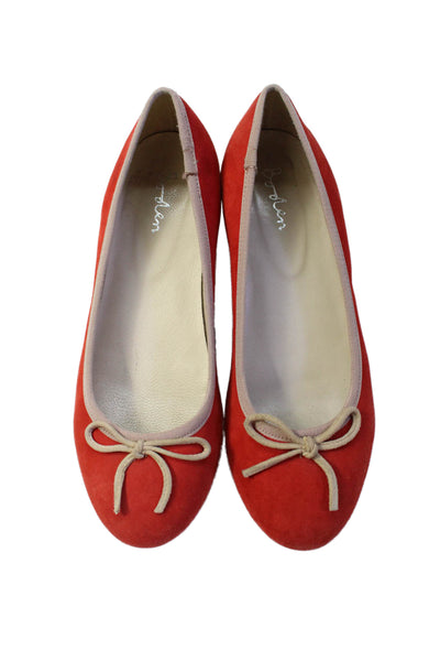 Boden Women's Round Toe Bow Suede Slight Wedge Colorblock Shoes Size 38