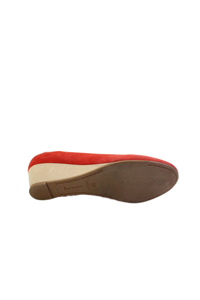Boden Women's Round Toe Bow Suede Slight Wedge Colorblock Shoes Size 38