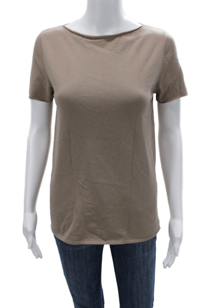 Sarah Pacini Womens Beige Short Sleeve Graphic Tee Size 00