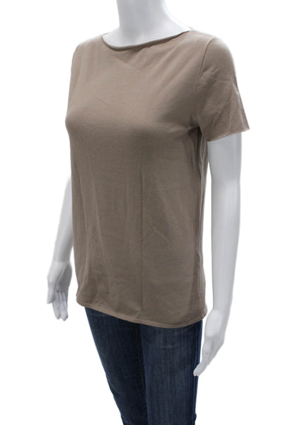 Sarah Pacini Womens Beige Short Sleeve Graphic Tee Size 00