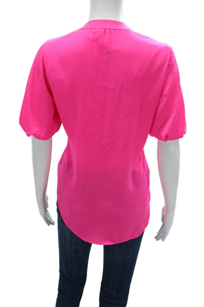 Vince Camuto Womens Tunic Blouse Short Sleeve Solid Pink Polyester Size S