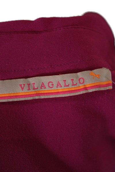Vilagallo Women Collared Long Sleeve Button Up Pink Polyester Blouse Size 40