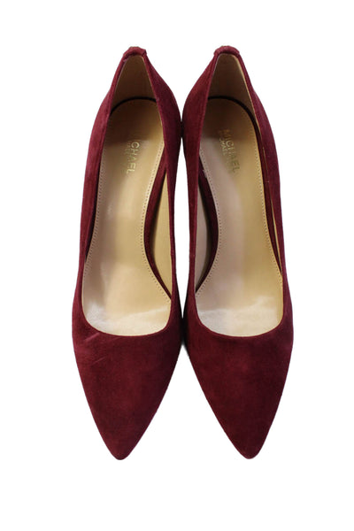 Michael Michael Kors Womens Stiletto Pointed Toe Suede Pumps Red Size 8M