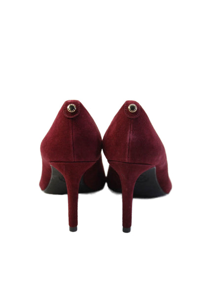 Michael Michael Kors Womens Stiletto Pointed Toe Suede Pumps Red Size 8M